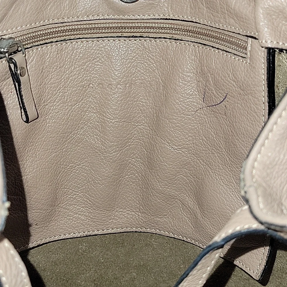 Coccinelle Taupe Leather Tote Bag with Tassel